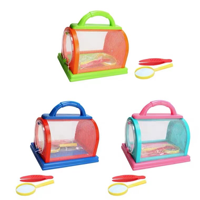 户外探索放大镜儿童昆虫收集器采集箱捕捉工具蝴蝶网笼观察盒包邮