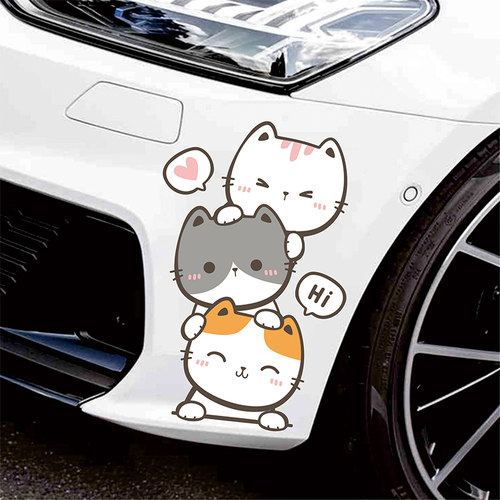 可爱猫咪划痕遮挡车贴