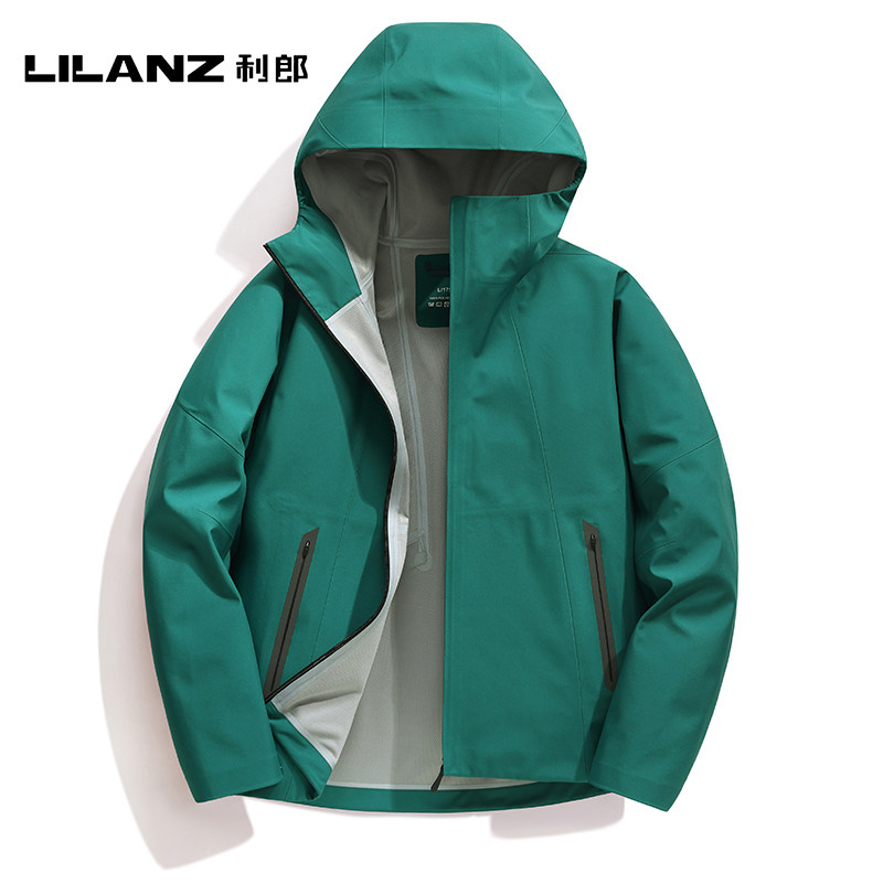 利郎户外运动风连帽软壳冲锋衣男女款春季新款防风防水夹克上衣男