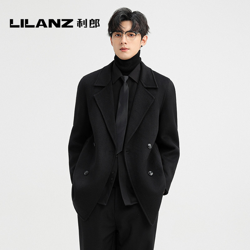 利郎双面羊毛外套男2025冬季新款西装加厚短款毛呢大衣呢子西服