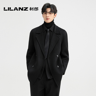 利郎双面羊毛外套男2025冬季新款西装加厚短款毛呢大衣呢子西服