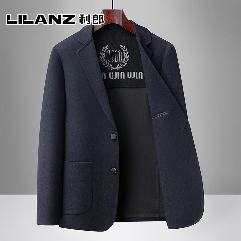 利郎羊毛针织西装男士2025秋季新款弹力黑色西服外套修身休闲上衣