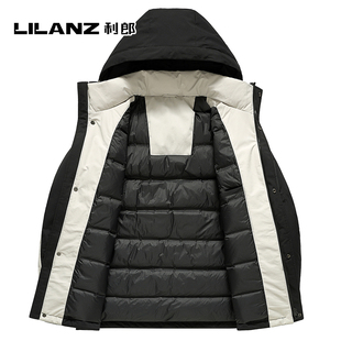利郎连帽羽绒服男短款加厚保暖户外防寒保暖工装羽绒外套