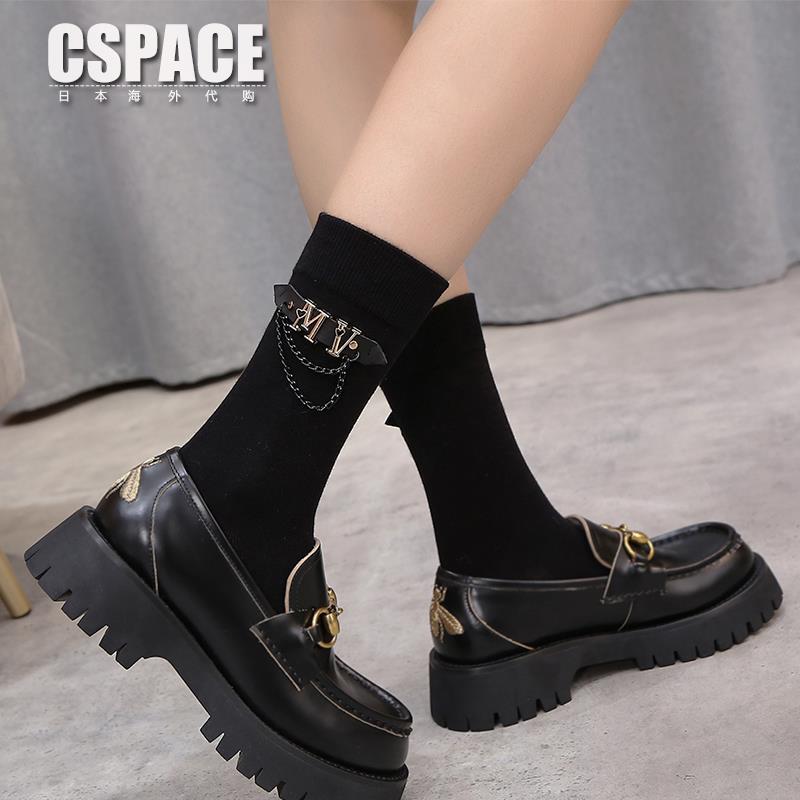 日本购GP袜子女配小皮鞋款黑色