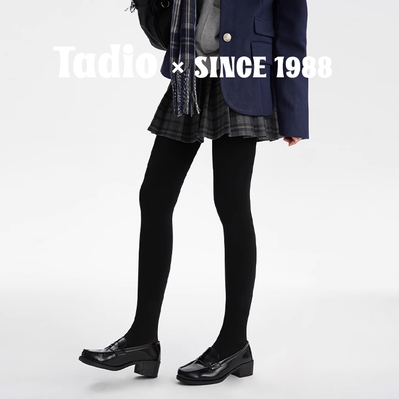 日本秋冬季加绒微压黑丝JK厚黑光腿神器保暖塑形打底连裤袜