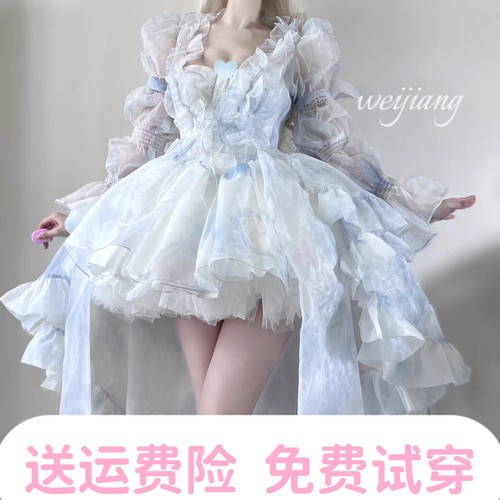 高定如心法式花嫁礼服lolita抹胸连衣裙成人礼生日洋装洛丽塔公主