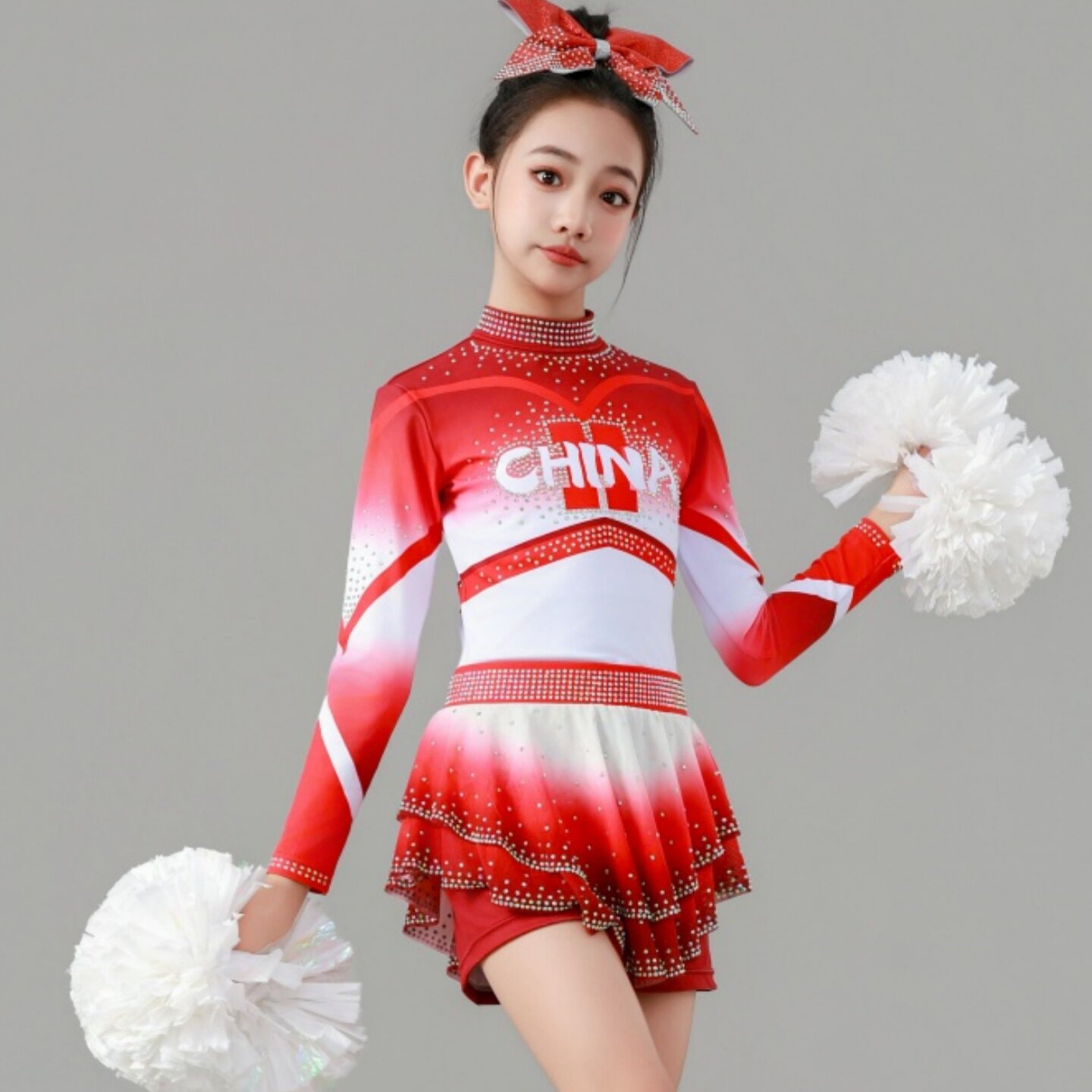 儿童花球啦啦操比赛演出服装校园啦啦队表演服装团体拉拉操训练服