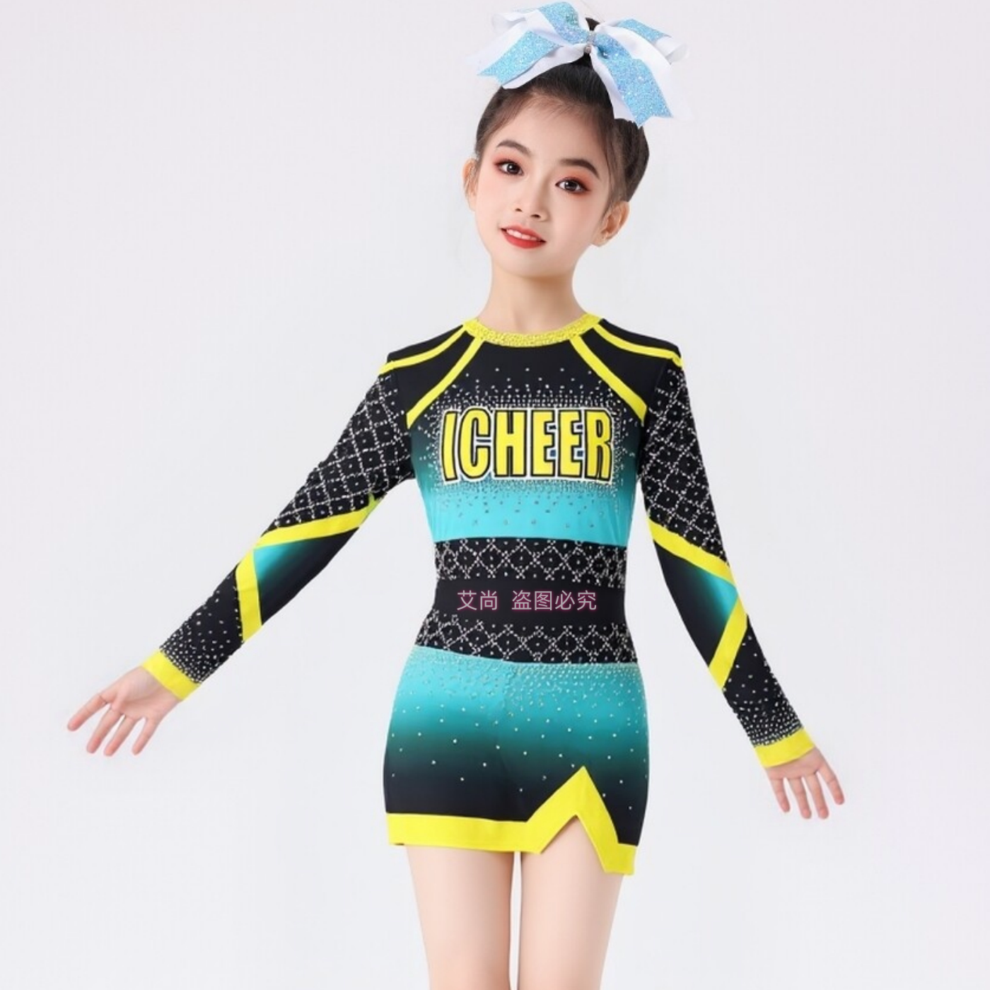 定制中小学生啦啦操比赛服装女运动会啦啦队儿童表演专业技巧花球