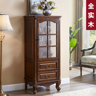 思图加特美式实木酒柜客厅电视柜边柜家用展示柜收纳柜客厅复古柜
