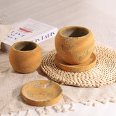 复古做旧红陶色水泥创意花盆简约透气个性 ins盆栽绿植摆件多肉