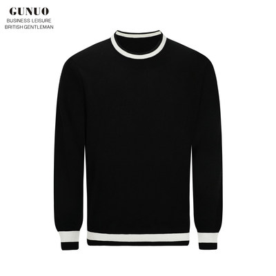 套头针织衫圆领撞色毛衣高级复古