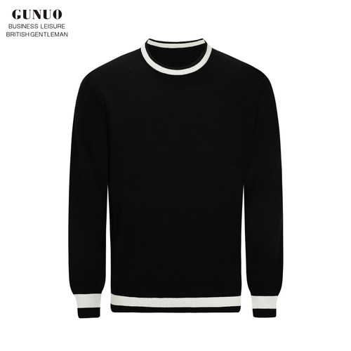 套头针织衫圆领撞色毛衣高级复古