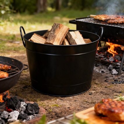 户外柴火框大容量黑色壁炉工具灰烬桶圆形多功能柴火桶花盆收纳筐,住宅家具,庭院烤火炉,淘宝优惠券,粉丝福利购,淘宝优惠卷
