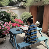 户外院子长椅防腐木院子桌椅公园椅子露天不怕淋雨实木连体折叠椅