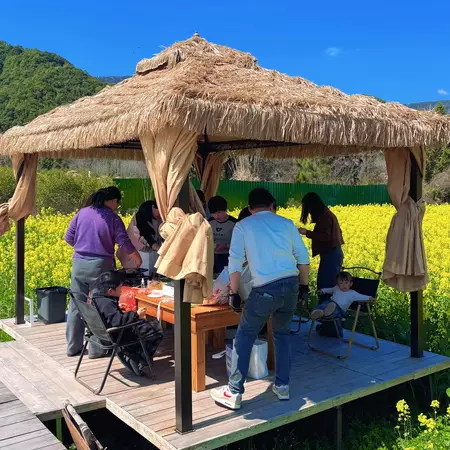 凉亭户外雨棚庭院仿真茅草屋遮阳农家乐景区四角亭休闲帐篷稻草棚