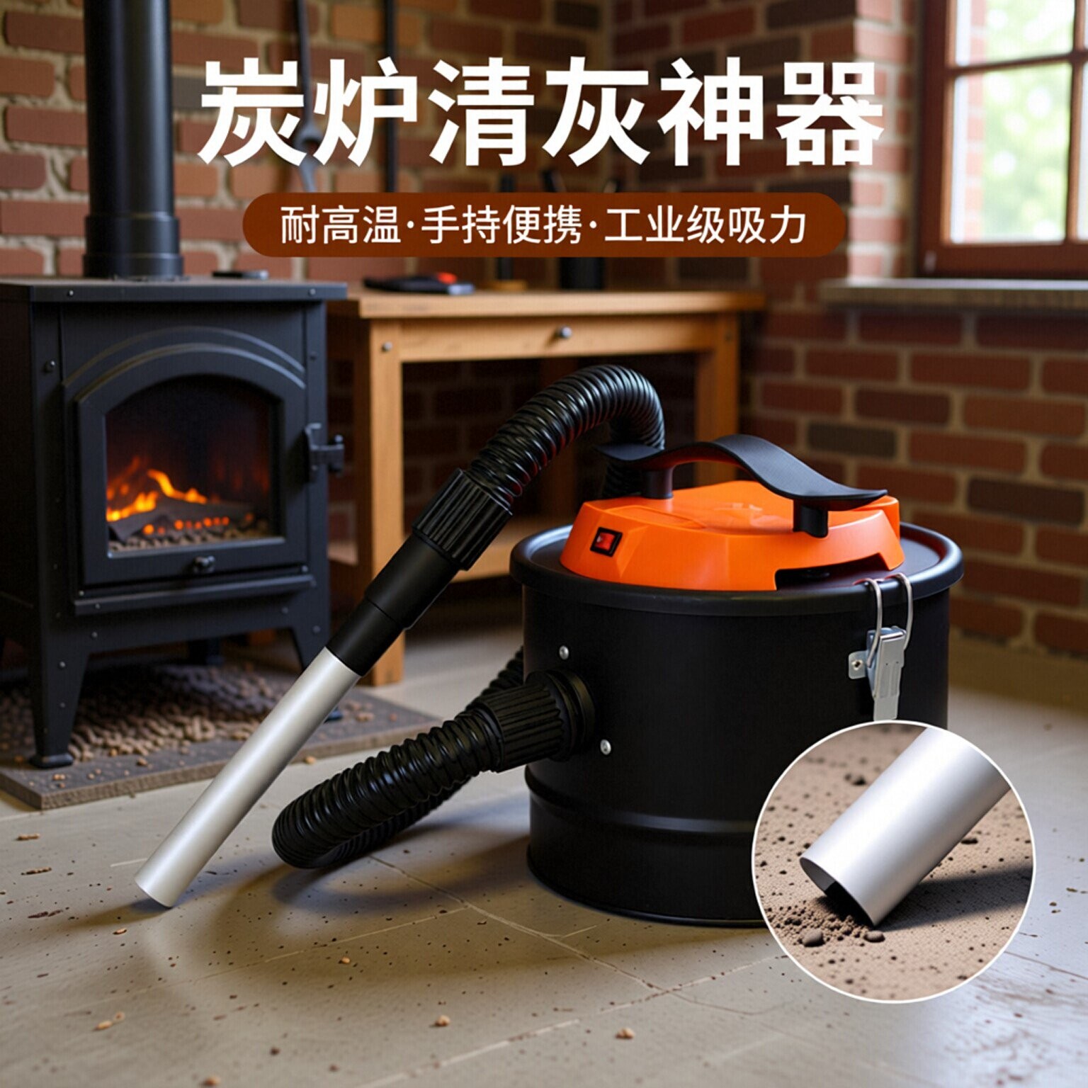 炭炉吸尘器壁炉集灰尘桶工业垃圾清理便携式耐高温柴火炉清灰工具