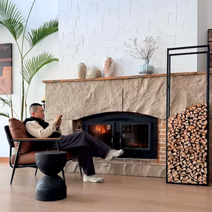 壁炉木柴架收纳架1.7米高堆放柴火架冬季高款小空间专用铁艺柴框