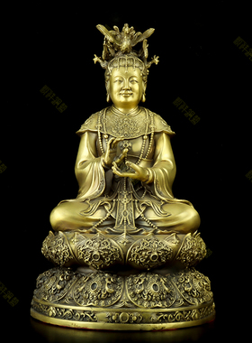 纯铜无生老母神像佛堂摆件