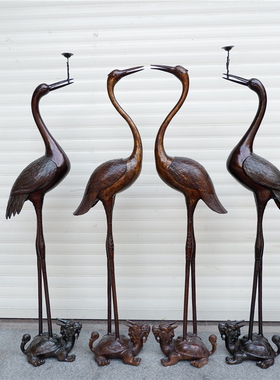 纯铜摆件仙鹤烛台工艺品