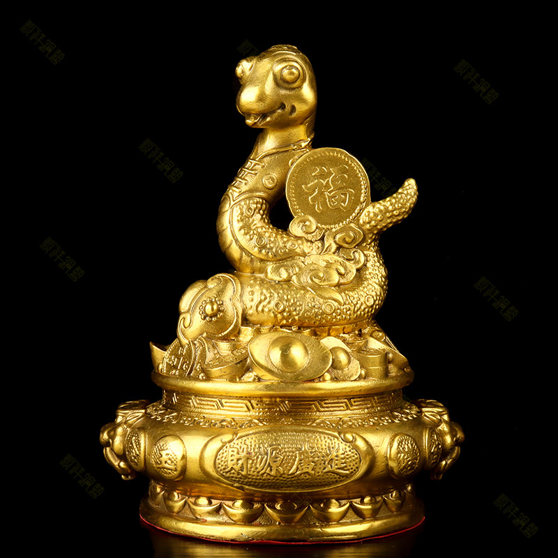 铜蛇摆件纯铜聚宝盆蛇风水十二生肖蟒蛇眼镜蛇家居客厅装饰工艺品