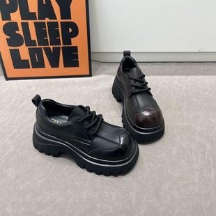 百搭小皮鞋 复古系带英伦风乐福鞋 厚底增高街拍单鞋 春季 女2026新款