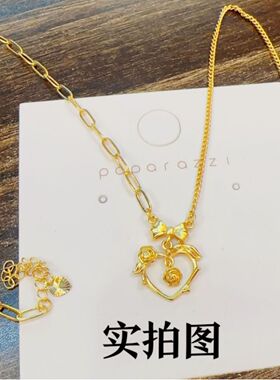 沙金花漾心动玫瑰项链情人节礼物