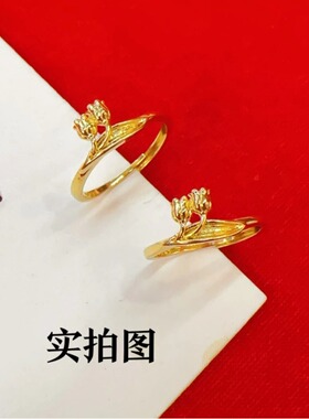 幸福铃兰戒指黄金色女款活口指环