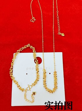 金店同款爆闪蕾丝蹦迪珠项链黄金