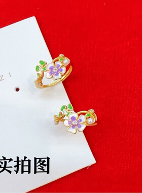 黄金色夕颜花桃花戒指新款仿越南
