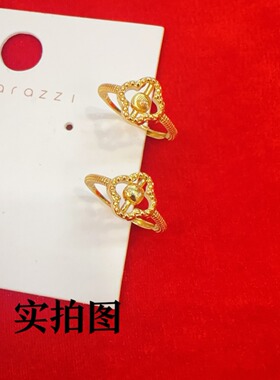 转运珠四叶草戒指时尚小众设计时