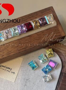 东洲【8*10冰花切冰糖】超闪高品质中号美甲方糖钻厚底爆闪饰品