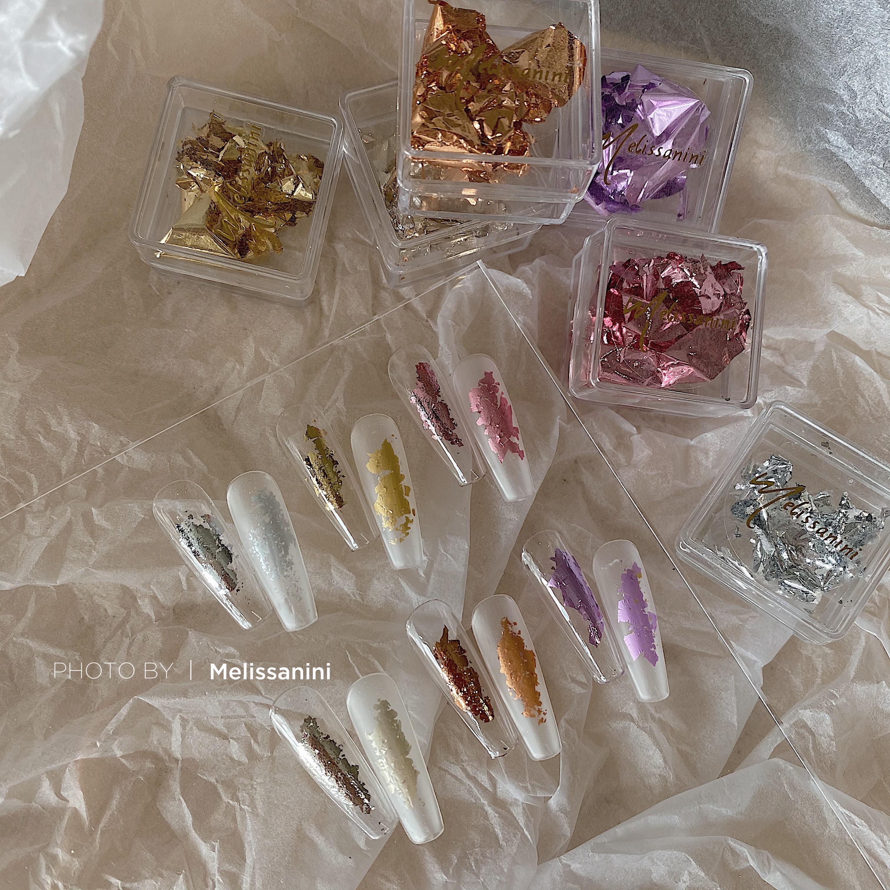 MELISSANINI 日式超薄彩色金箔 大片装锡箔纸 美甲饰品