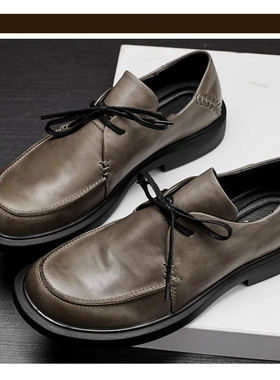 帕达索男鞋2026年新款时尚真皮商务鞋休闲潮流圆头小皮鞋PB210823