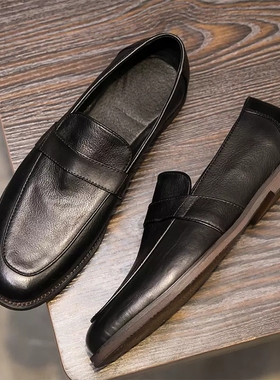 帕达索春季豆豆鞋男真皮透气百搭乐福鞋懒人一脚蹬休闲皮鞋220906