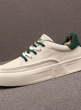 帕达索男鞋潮鞋2025新款软底真皮板鞋百搭透气休闲鞋小白鞋220831