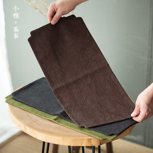 干泡双层帆布扎染茶道桌垫中式