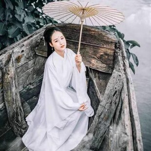 女款汉服魏晋中国古风纯色仙气飘逸长袍大袖衫写真快手主播服装男