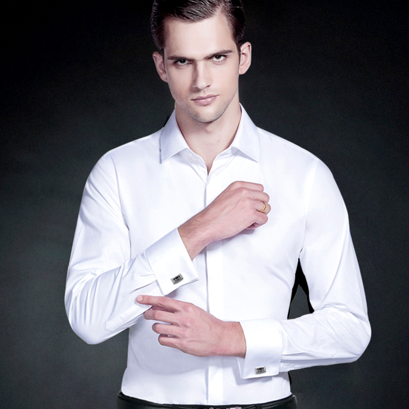 絲光棉白色法式男長袖修身撐片白領袖扣雙疊袖口高領土寸西裝衫衣在類目 男裝, 襯衫中 - 來自Buy2taobao.com提供專業的淘寶代購服務