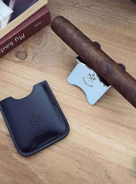 法国Les Fines Lames不锈钢便携雪茄架 雪茄托 送皮套