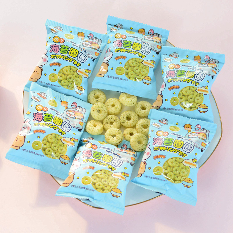 Vikoi唯口爱海苔圈圈可爱卡通周岁伴手礼蓝色约30袋/斤,零食/坚果/特产,膨化食品,淘宝优惠券,粉丝福利购,淘宝优惠卷