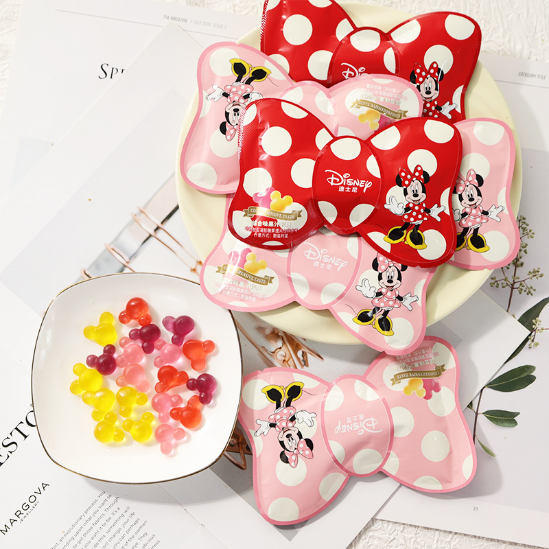 迪士尼综合味果汁软糖蝴蝶结款散装糖果喜糖零食批发约22袋/斤