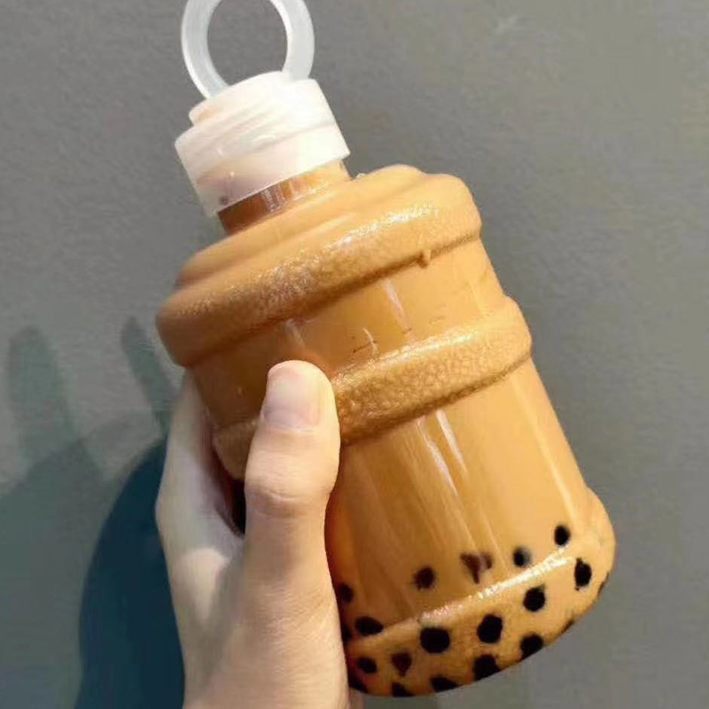 一次性防漏便携加厚pet创意网红手拉环mini迷你奶茶水桶果汁瓶子