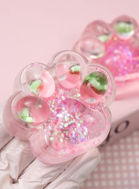 Cat Paw Strawberry Squishy Toy Clear Soft Kitty Taba Squeeze