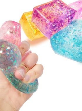 3pcs glitter squishy Ice Cubes Colorful Sensory Fidget Toys