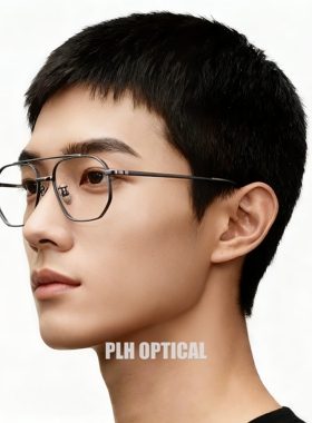 双梁眼镜框纯钛复古时尚全框可配近视眼镜男女款休闲防蓝光大脸