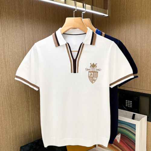 夏季短袖学院图案刺绣polo衫奢华
