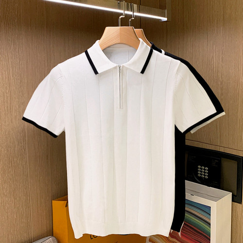 夏季短袖商务休闲拼色polo衫高端