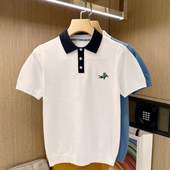 新款 时尚 休闲拼色男士 夏季 短袖 鳄鱼polo衫 刺绣衣服男翻领修身 t恤