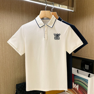 夏季 男款 新款 冰丝透气休闲男士 时尚 短袖 轻奢小蜜蜂刺绣翻领polo衫