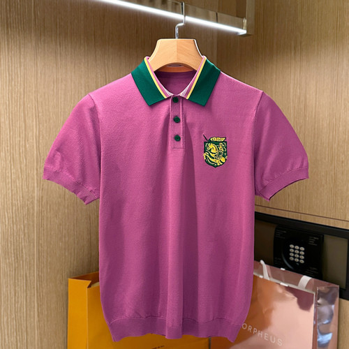 夏季短袖骑士刺绣拼色翻领polo衫